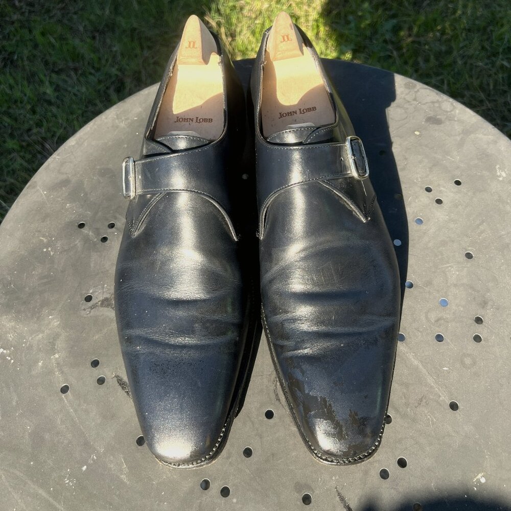 George cleverley kingsman collection single monk strap shoes navy blue 10.5 us